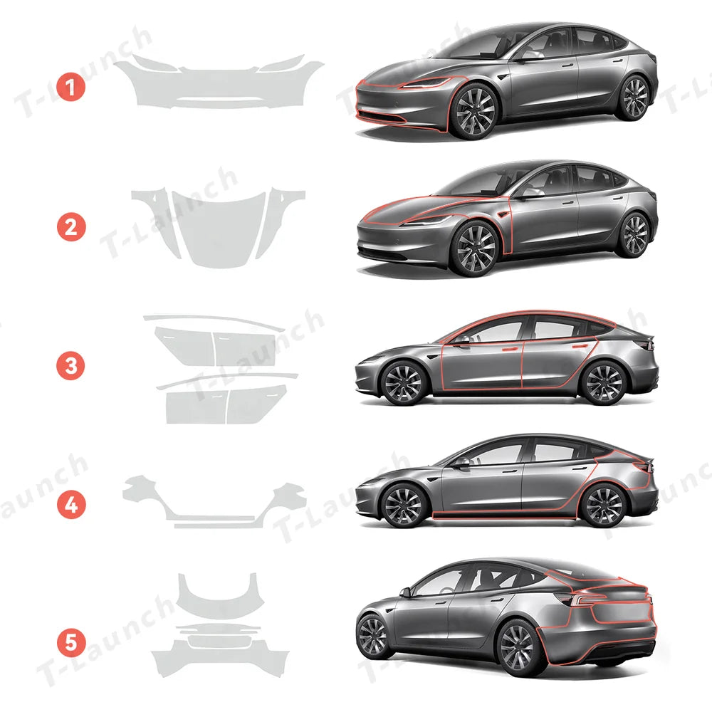 TPU Invisible Full Car Paint Protection Film (PPF) for Tesla Model 3 Highland 2024+