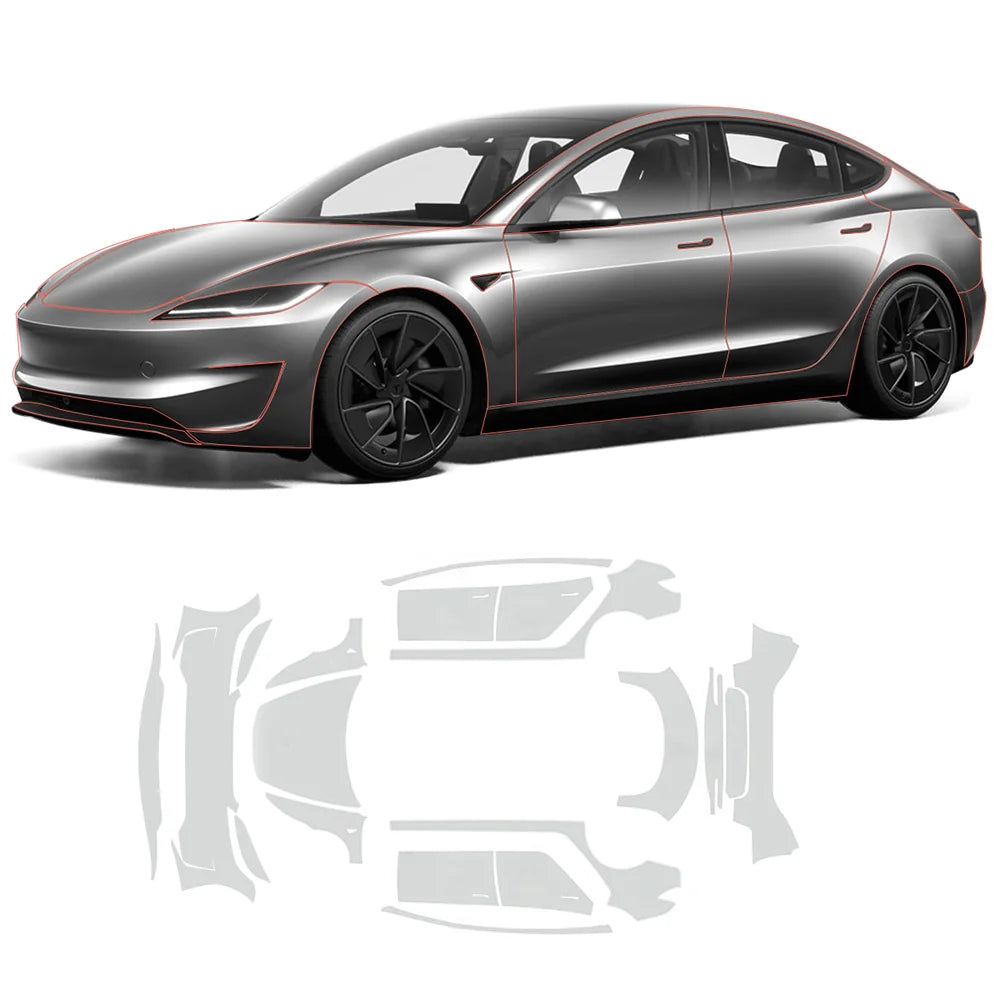 Glossy TPU Invisible Full Car Paint Protection Film (PPF) for Tesla Model 3 Highland Performance 2024+
