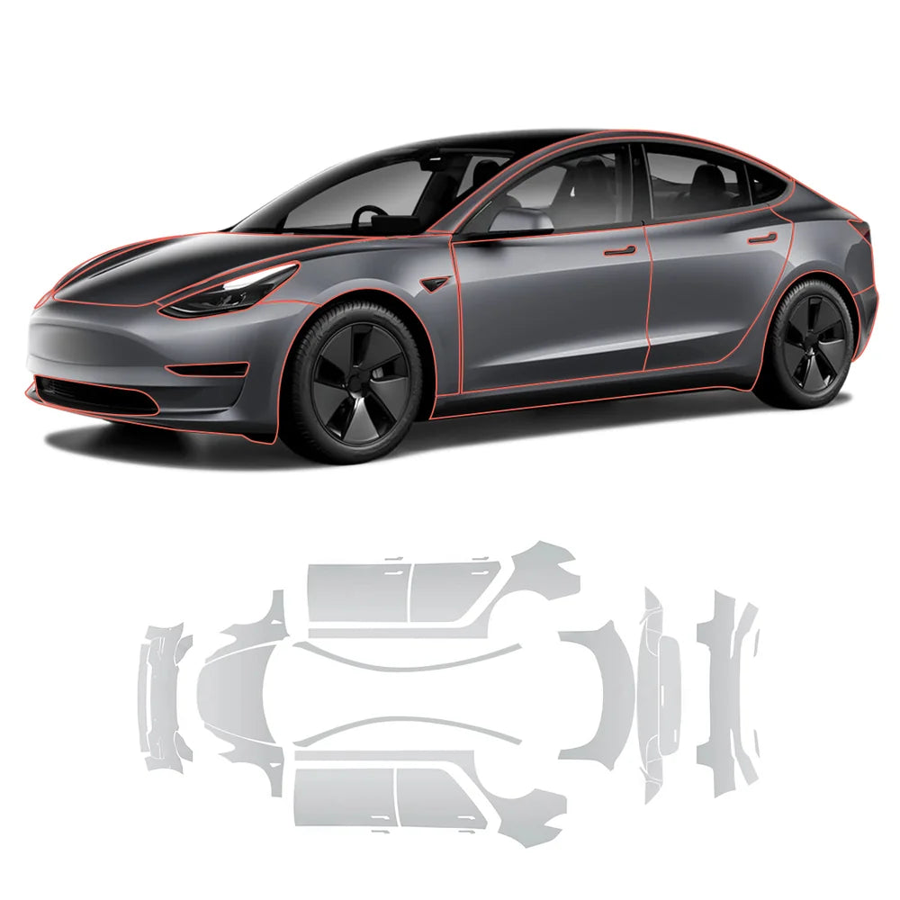 Glossy TPU Invisible Full Car Paint Protection Film (PPF) for Tesla Model 3 (2020-2023)