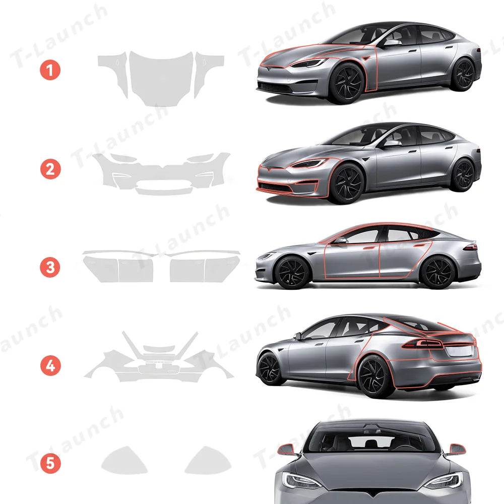 TPU Invisible Full Car Paint Protection Film (PPF) for Tesla Model S (2021-2024)