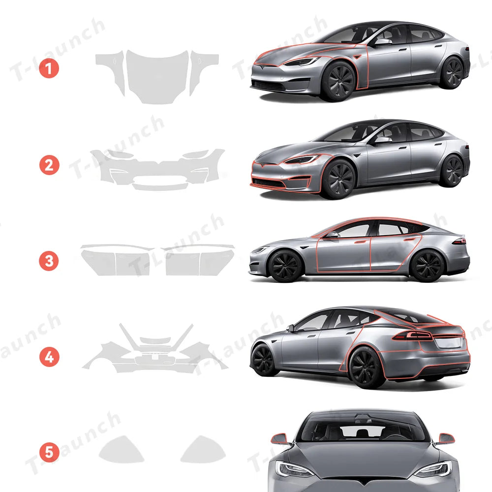TPU Invisible Full Car Paint Protection Film (PPF) for Tesla Model S (2021-2024)