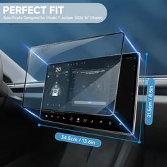 16" Front & Rear 9H Tempered Glass Screen Protector for Tesla Model Y Juniper 2026+