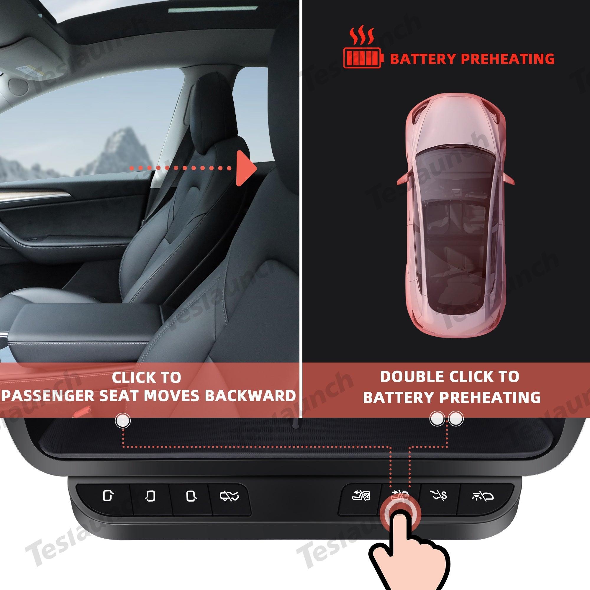 Model 3/Y Storage Box Intelligent Control Physical Buttons For Tesla ...