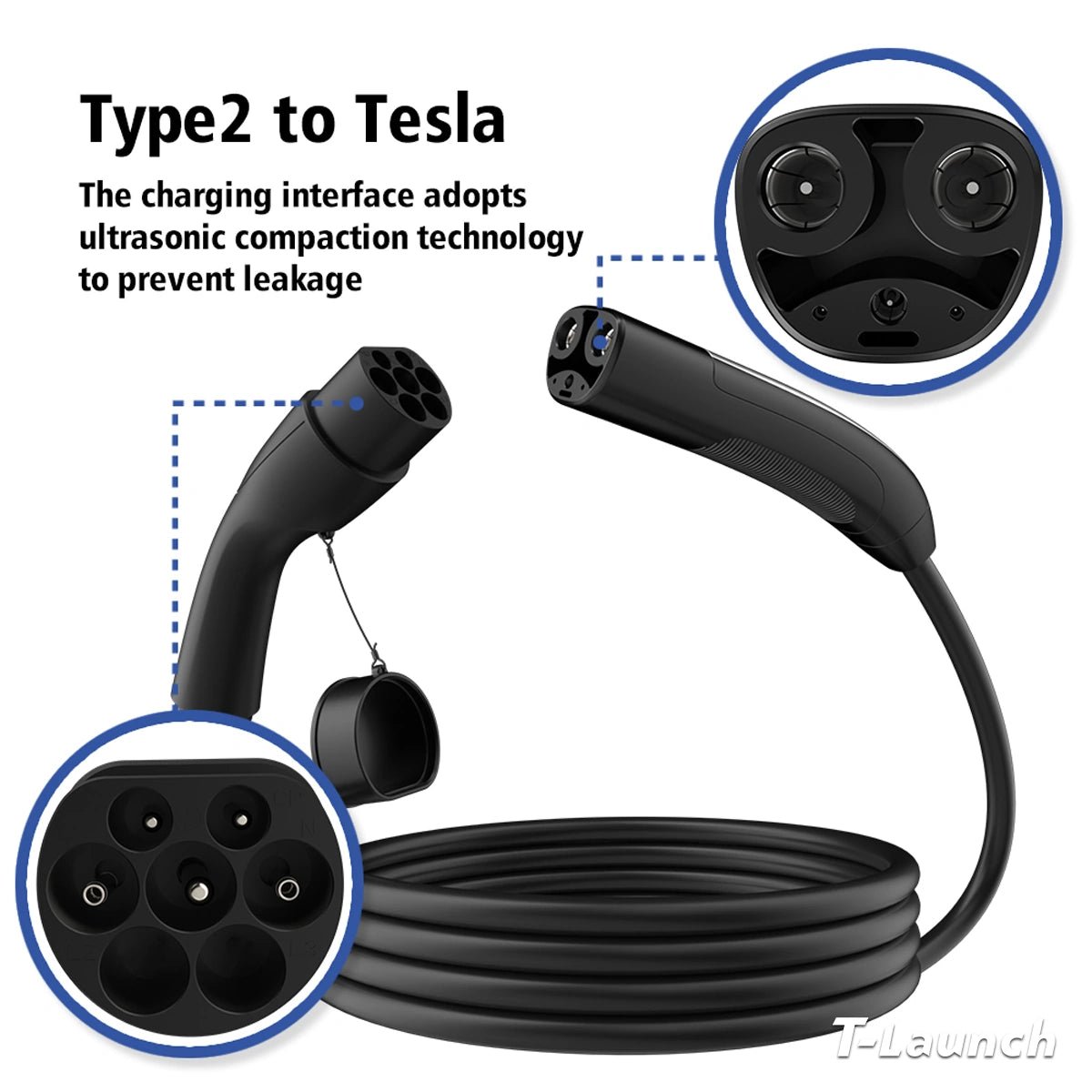Type 2 to NACS/Tesla AC Charging Adapter Cable - T-Launch