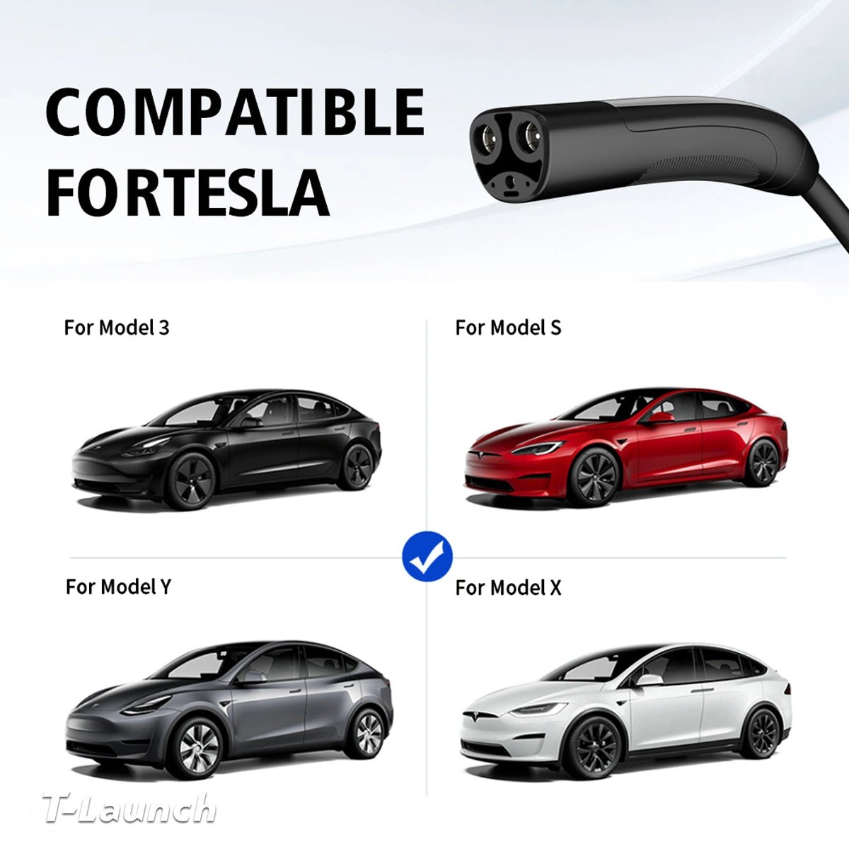 Type 2 to NACS/Tesla AC Charging Adapter Cable - T-Launch