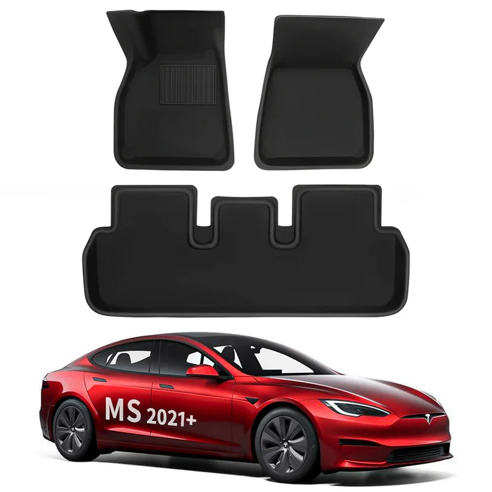 All Weather XPE Interior Golvmattor Cargo Liners Set för Tesla 2022-2024 Model S
