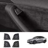 Real Carbon Fiber Window Switch Button Cover Sticker 4 PCS For Tesla Model 3 Highland / Model Y Juniper