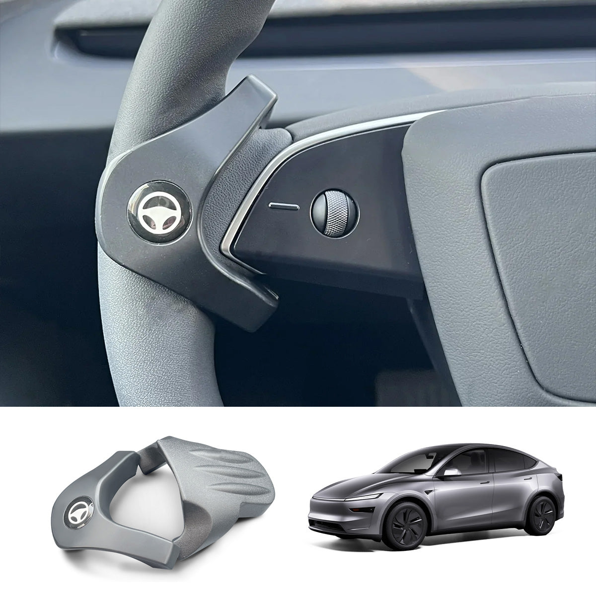 อุปกรณ์ลด Nag แบบควบคุมอัตโนมัติด้วยแม่เหล็กสำหรับ Tesla Model Y Juniper 2025+ - AP PAPA Magnetic Autopilot Buddy ตัวถ่วงน้ำหนักพวงมาลัย
