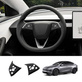 [Real Carbon Fiber] Steering Wheel Panel Covers (2PCS) for Tesla Model Y Juniper 2025+