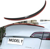 [Prawdziwe włókno węglowe] Spoiler dachowy z czerwoną linią do Tesla Model Y