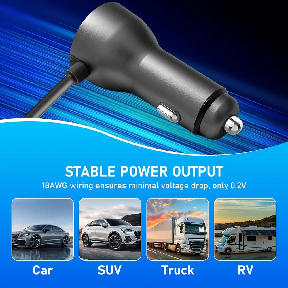 Car Cigarette Lighter DC Power Cable with Digital Voltage Display for Starlink Mini
