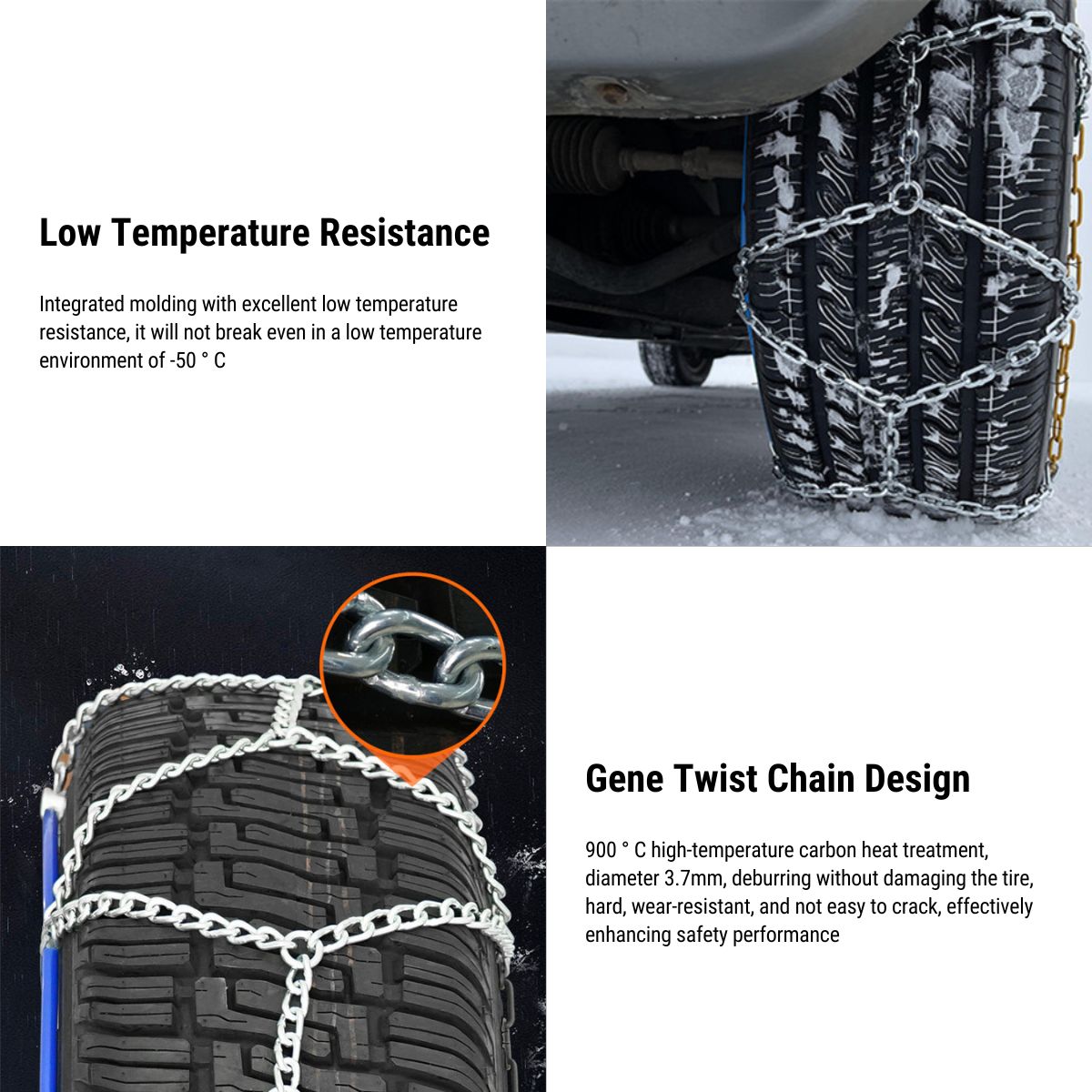 Chaînes à neige à serrage automatique, chaîne de Traction pour pneus pour  Tesla Model Y/ Model 3/ Model X (2 pièces)