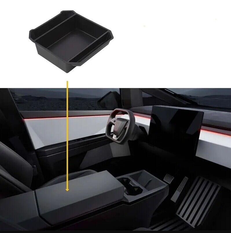 ABS Flocked Liner Center Console Organizer Armrest Storage Box For Tesla Cybertruck 2024+ - T-Launch