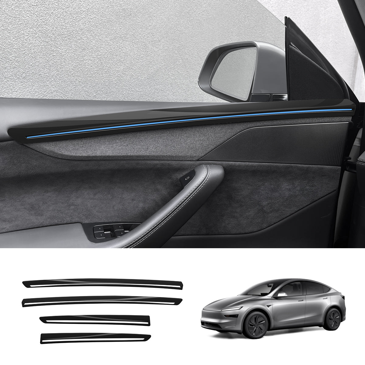 ABS Interior Door Panel Upper Trim Covers (4PCS) for Tesla Model Y Juniper 2025+ - T-Launch