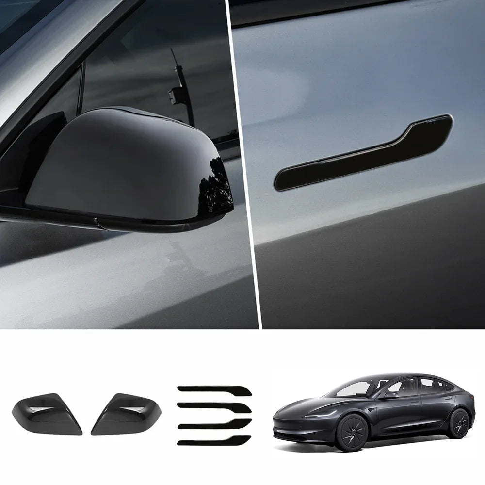ABS Side Mirror Covers & Door Handle Covers for Tesla Model 3 Highland Standard 2025+ - T-Launch
