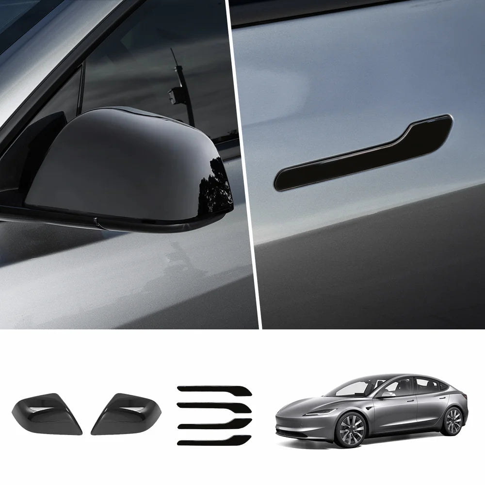 ABS Side Mirror Covers & Door Handle Covers for Tesla Model Y Juniper 2025+ / Model 3 Highland 2024+ - T-Launch