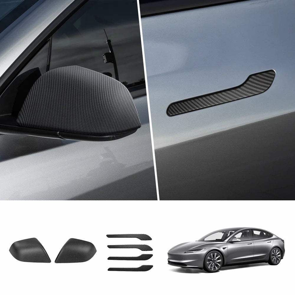 ABS Side Mirror Covers & Door Handle Covers for Tesla Model Y Juniper 2025+ / Model 3 Highland 2024+ - T-Launch