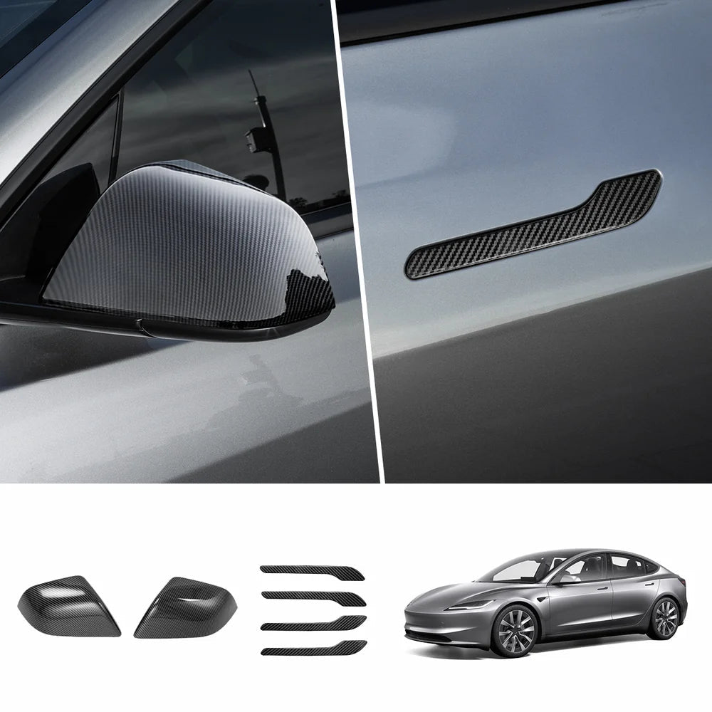 ABS Side Mirror Covers & Door Handle Covers for Tesla Model Y Juniper 2025+ / Model 3 Highland 2024+ - T-Launch