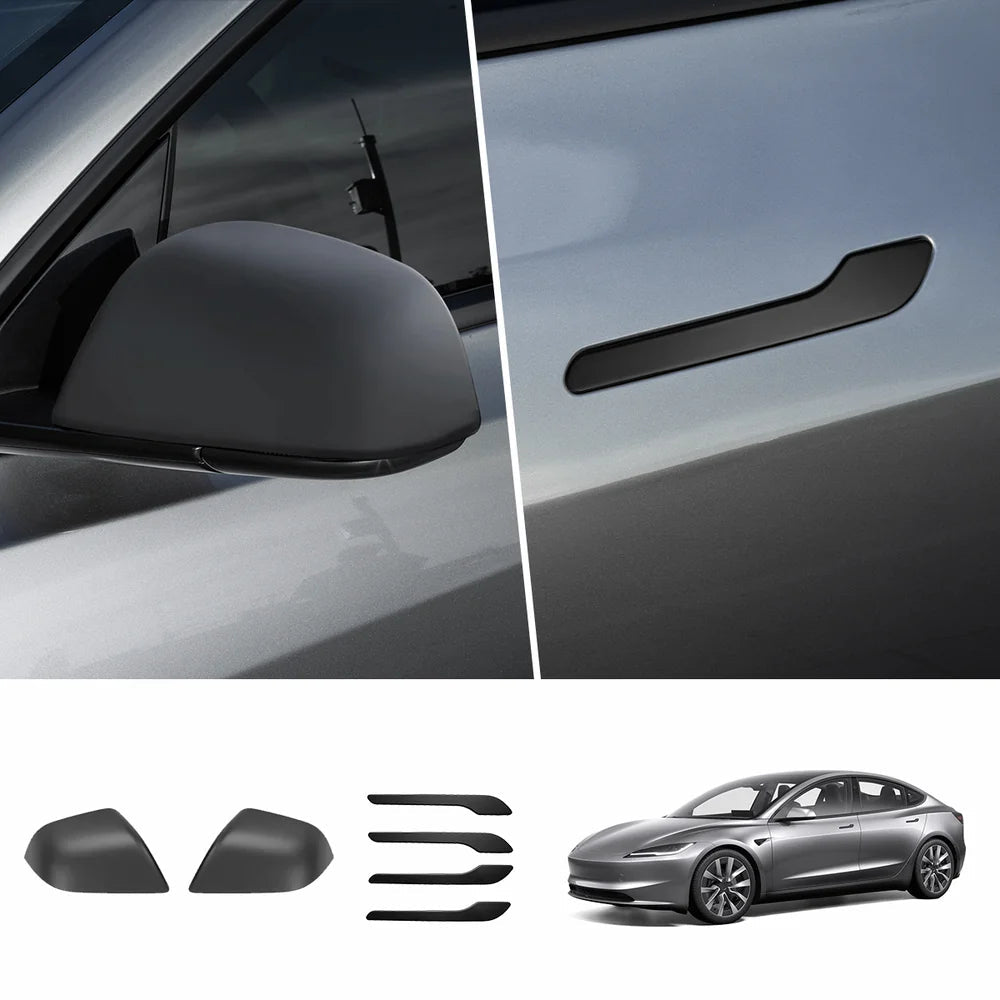 ABS Side Mirror Covers & Door Handle Covers for Tesla Model Y Juniper 2025+ / Model 3 Highland 2024+ - T-Launch
