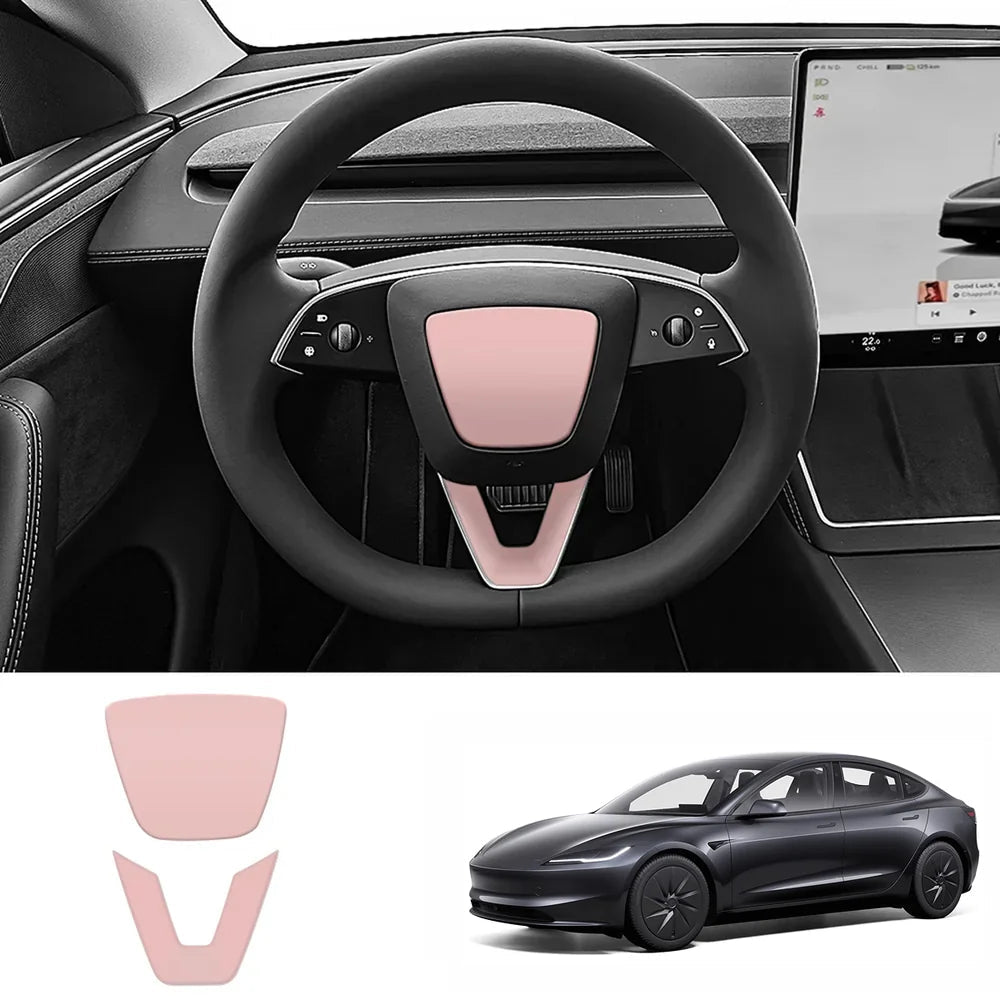ABS Steering Wheel Center & V-Shape Trim for Tesla Model 3 Highland Standard 2025+ - T-Launch
