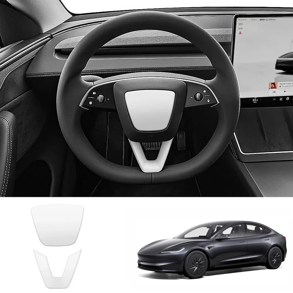 ABS Steering Wheel Center & V-Shape Trim for Tesla Model 3 Highland Standard 2025+ - T-Launch