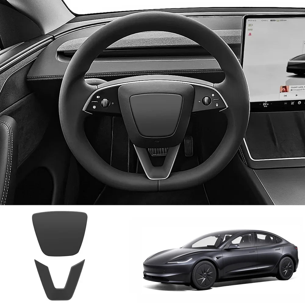 ABS Steering Wheel Center & V-Shape Trim for Tesla Model 3 Highland Standard 2025+ - T-Launch