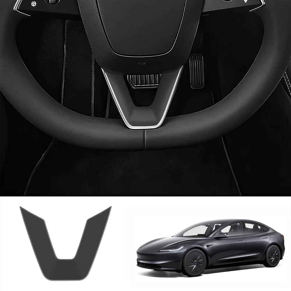 ABS Steering Wheel Center & V-Shape Trim for Tesla Model 3 Highland Standard 2025+ - T-Launch