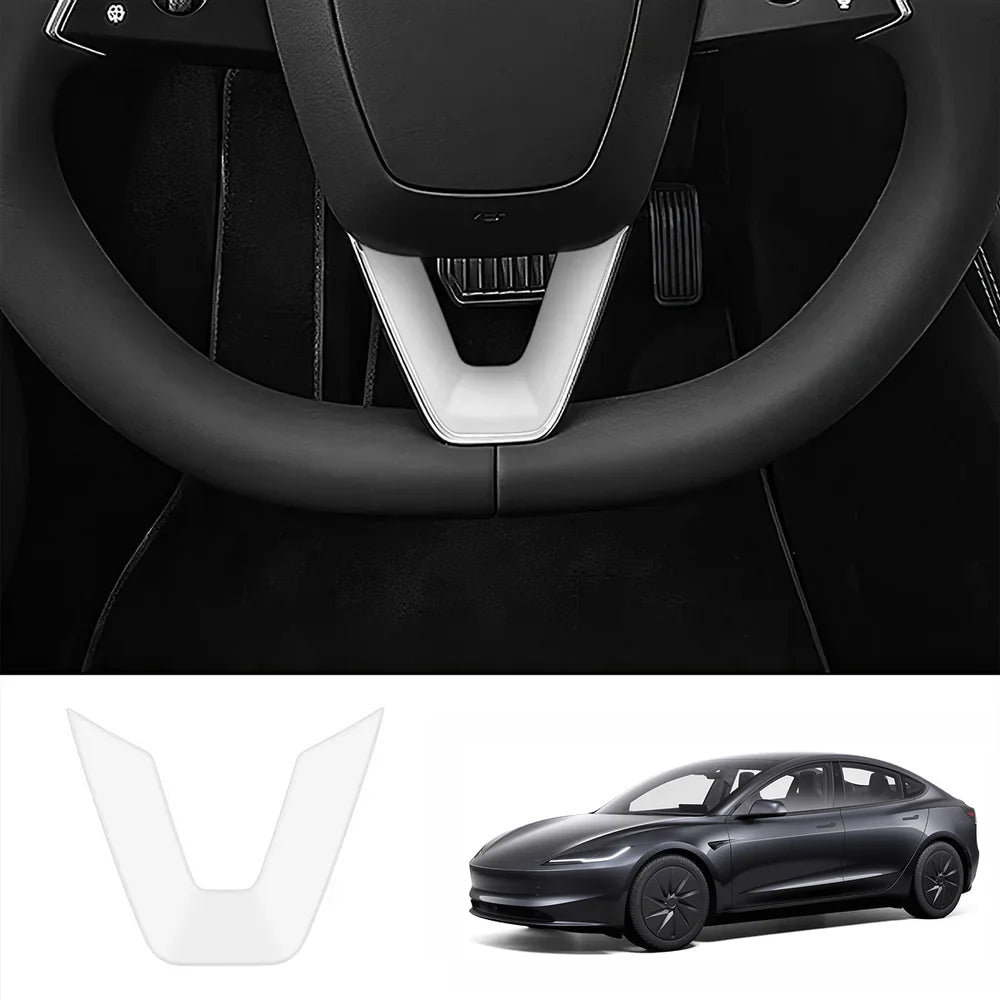 ABS Steering Wheel Center & V-Shape Trim for Tesla Model 3 Highland Standard 2025+ - T-Launch