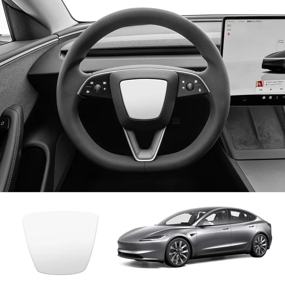 ABS Steering Wheel Center & V-Shape Trim for Tesla Model Y Juniper 2025+ / Model 3 Highland 2024+ - T-Launch
