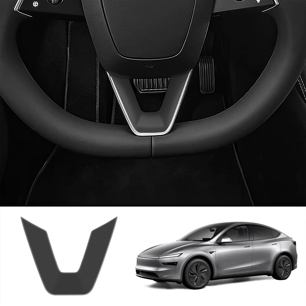 ABS Steering Wheel Center & V-Shape Trim for Tesla Model Y Juniper 2025+ / Model 3 Highland 2024+ - T-Launch