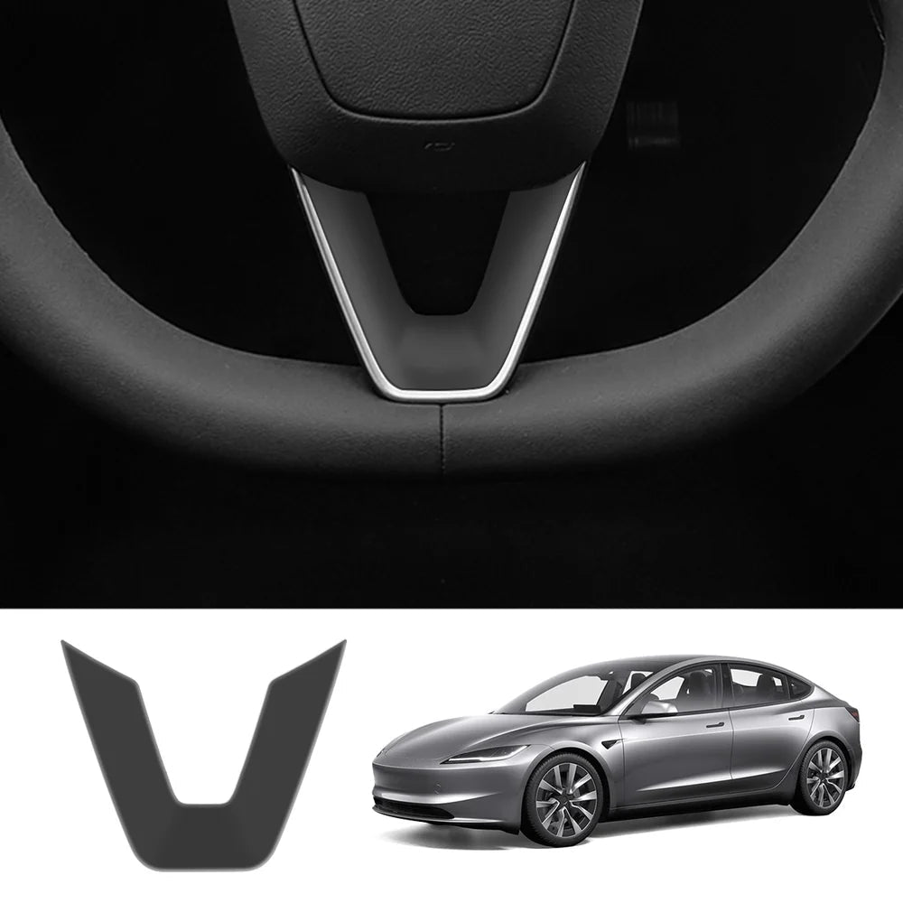 ABS Steering Wheel Center & V-Shape Trim for Tesla Model Y Juniper 2025+ / Model 3 Highland 2024+ - T-Launch