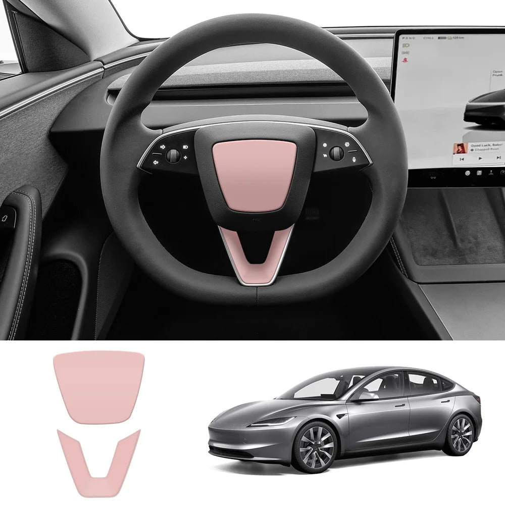 ABS Steering Wheel Center & V-Shape Trim for Tesla Model Y Juniper 2025+ / Model 3 Highland 2024+ - T-Launch