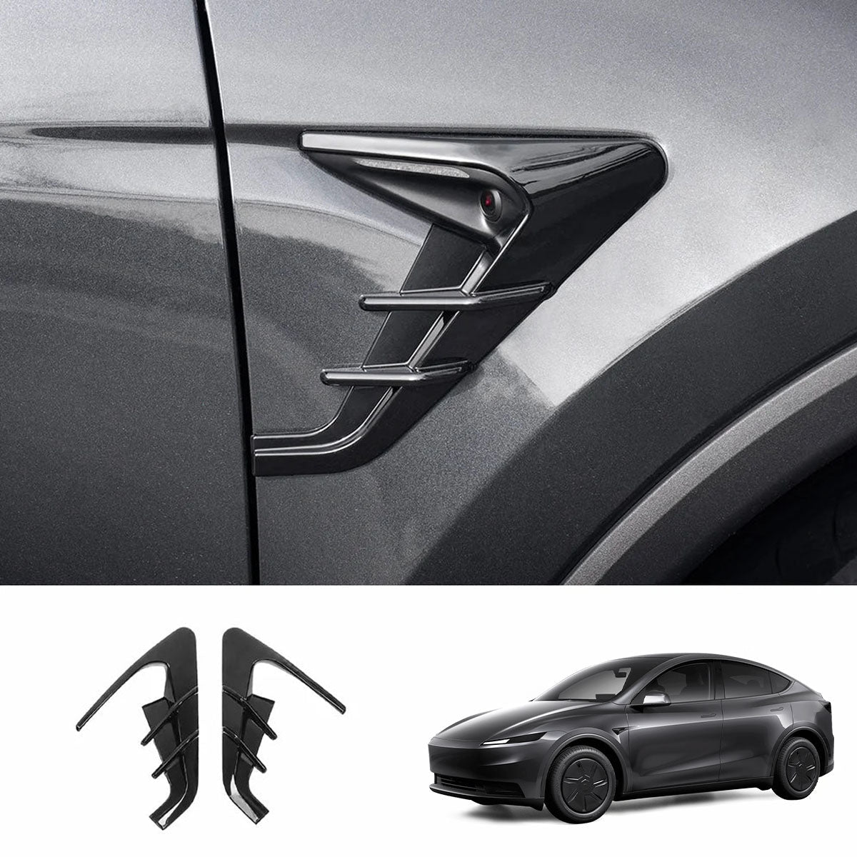 ABS Turn Signal & Camera Covers with Air Blades for 2026 New Tesla Model Y Standard - T-Launch