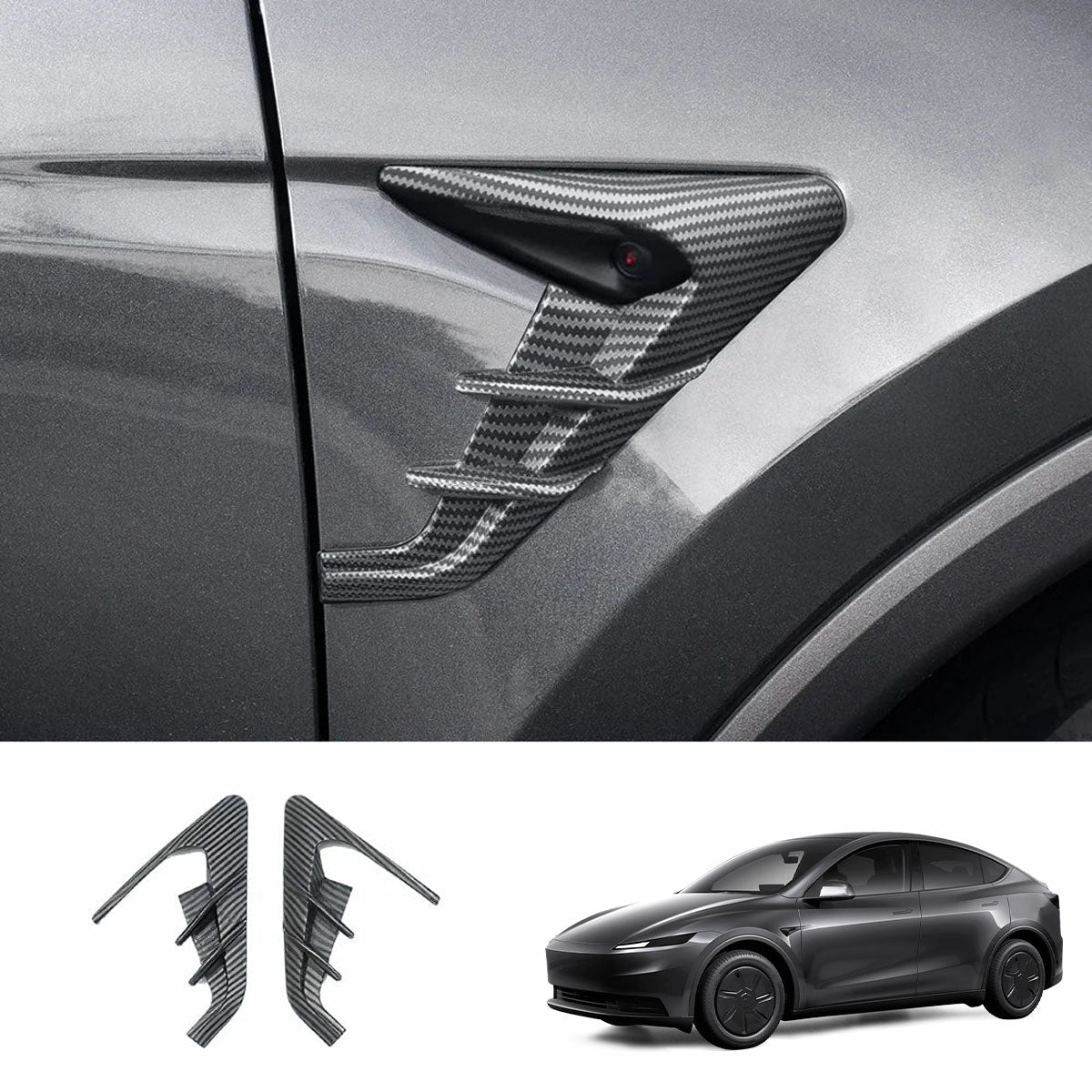 ABS Turn Signal & Camera Covers with Air Blades for 2026 New Tesla Model Y Standard - T-Launch