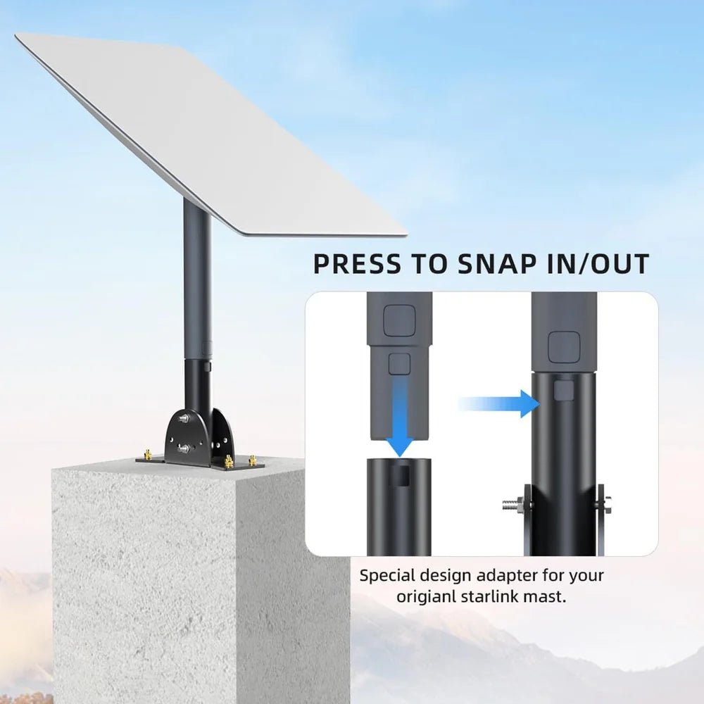Adjustable Roof Pole Mounting Kit for Starlink Gen 2 Dish - T-Launch
