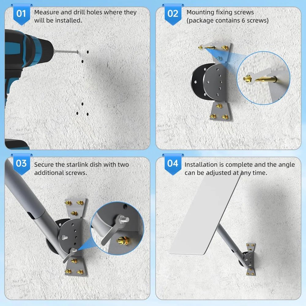 Adjustable Roof Pole Mounting Kit for Starlink Gen 2 Dish - T-Launch