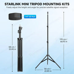 Adjustable Tripod Mount with 1/4″-20 Thread Pipe Adapter for Starlink Mini - T-Launch