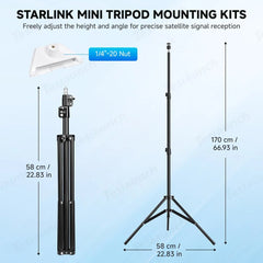 Adjustable Tripod Mount with 1/4″-20 Threaded Bracket for Starlink Mini - T-Launch