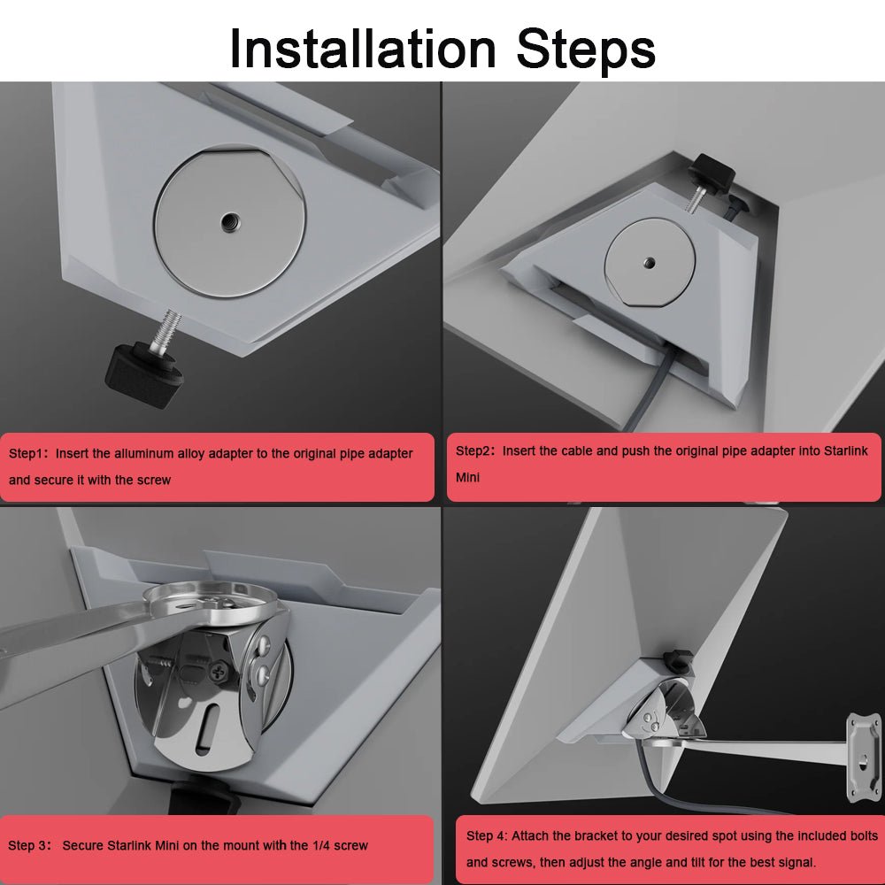 Adjustable Wall Mount Kit for Starlink Mini Dish - T-Launch