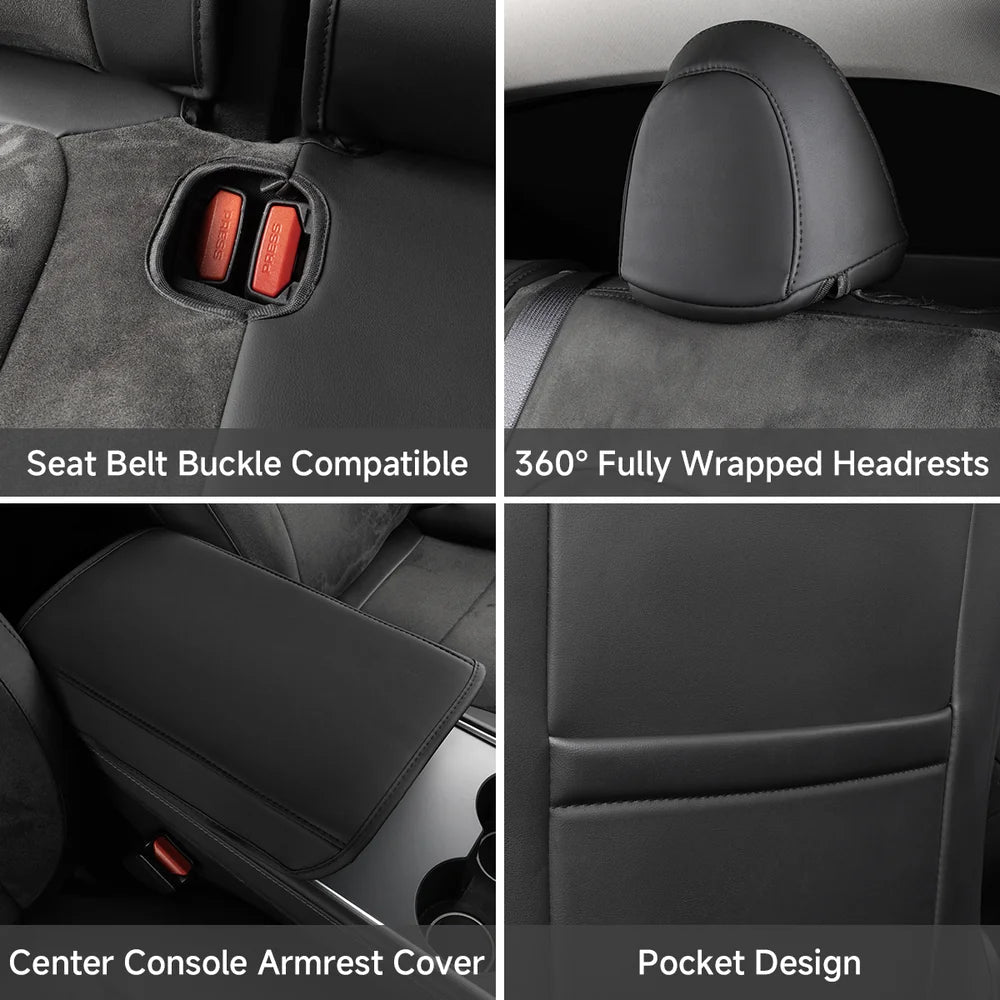 Alcantara All-Inclusive Seat Cover for Tesla Model 3 (2018-2025+) / Model Y (2021-2025+) - T-Launch