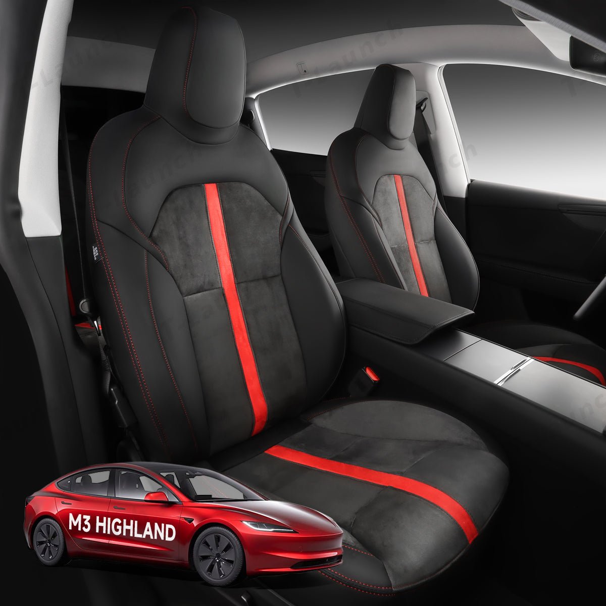 Alcantara All-Inclusive Seat Cover for Tesla Model 3 (2018-2025+) / Model Y (2021-2025+) - T-Launch