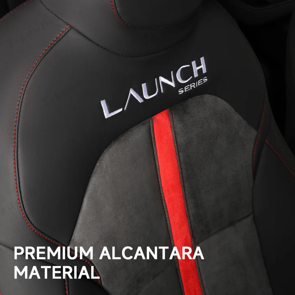 Alcantara All-Inclusive Seat Covers for Tesla Model 3 (2018-2025+) / Model Y (2021-2025+) (Luxury Red Stitching Design) - T-Launch
