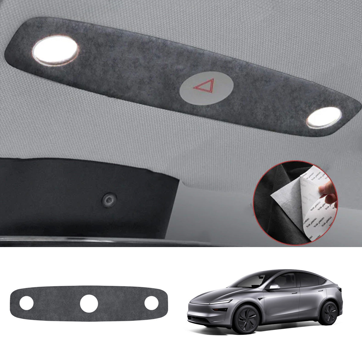 Alcantara Front Reading Light Cover Sticker for Tesla Model Y Juniper 2025+ - T-Launch