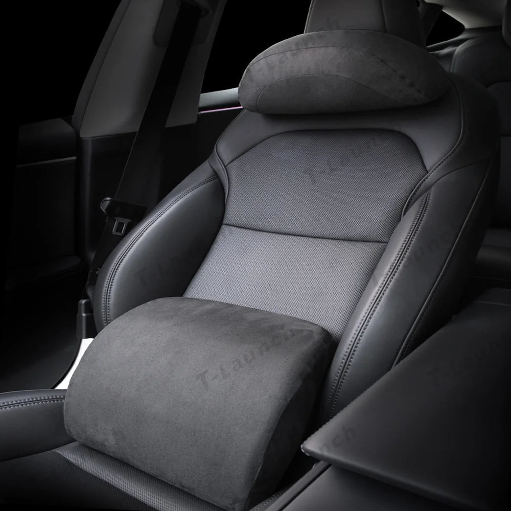 Alcantara Neck & Lumbar Support Pillow for Tesla Model 3/Y/X/S/Cybertruck - T-Launch