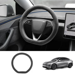 Alcantara One-Piece Steering Wheel Cover for Tesla Model Y Juniper 2025+/ Model 3 Highland 2024+ - T-Launch