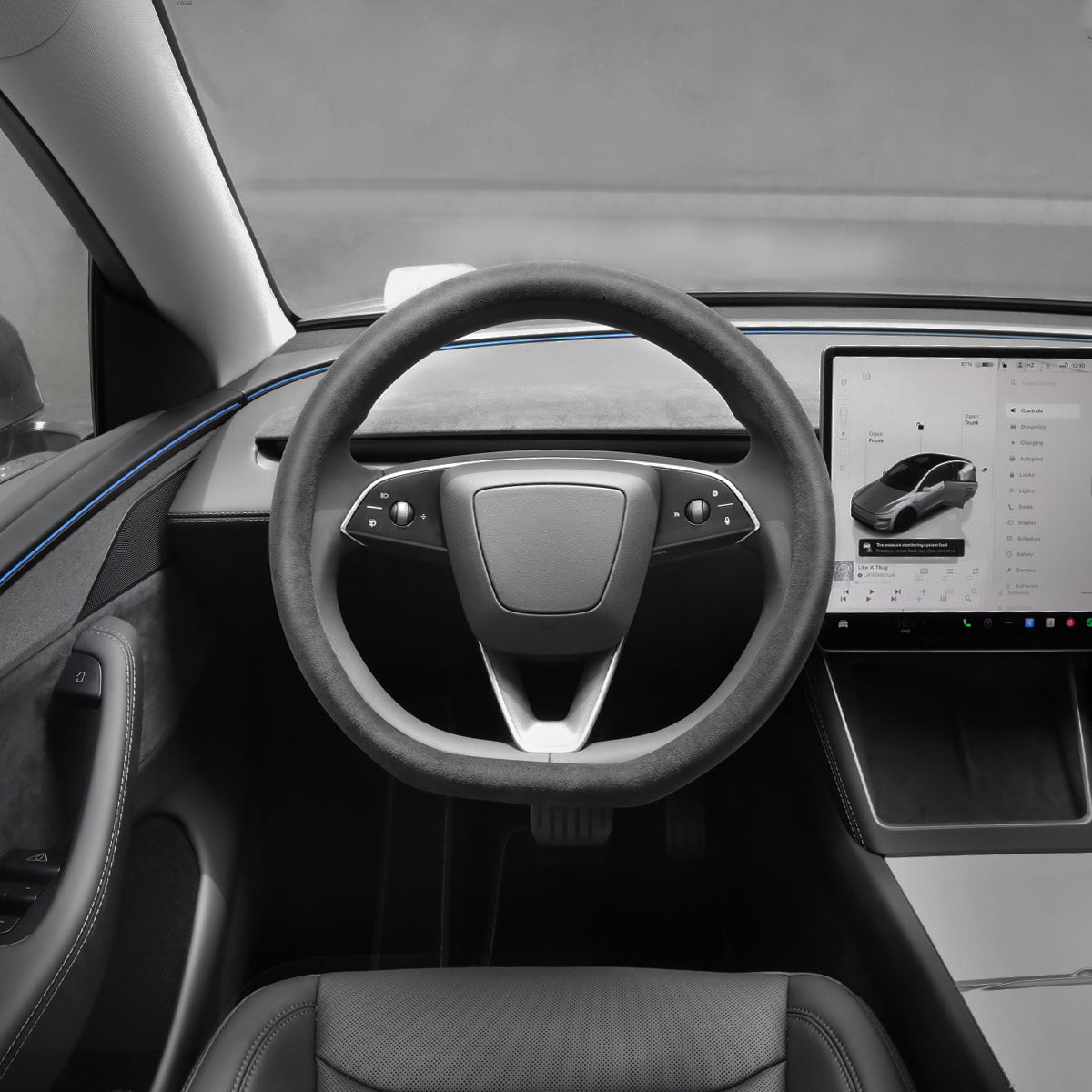 Alcantara One-Piece Steering Wheel Cover for Tesla Model Y Juniper 2025+/ Model 3 Highland 2024+ - T-Launch