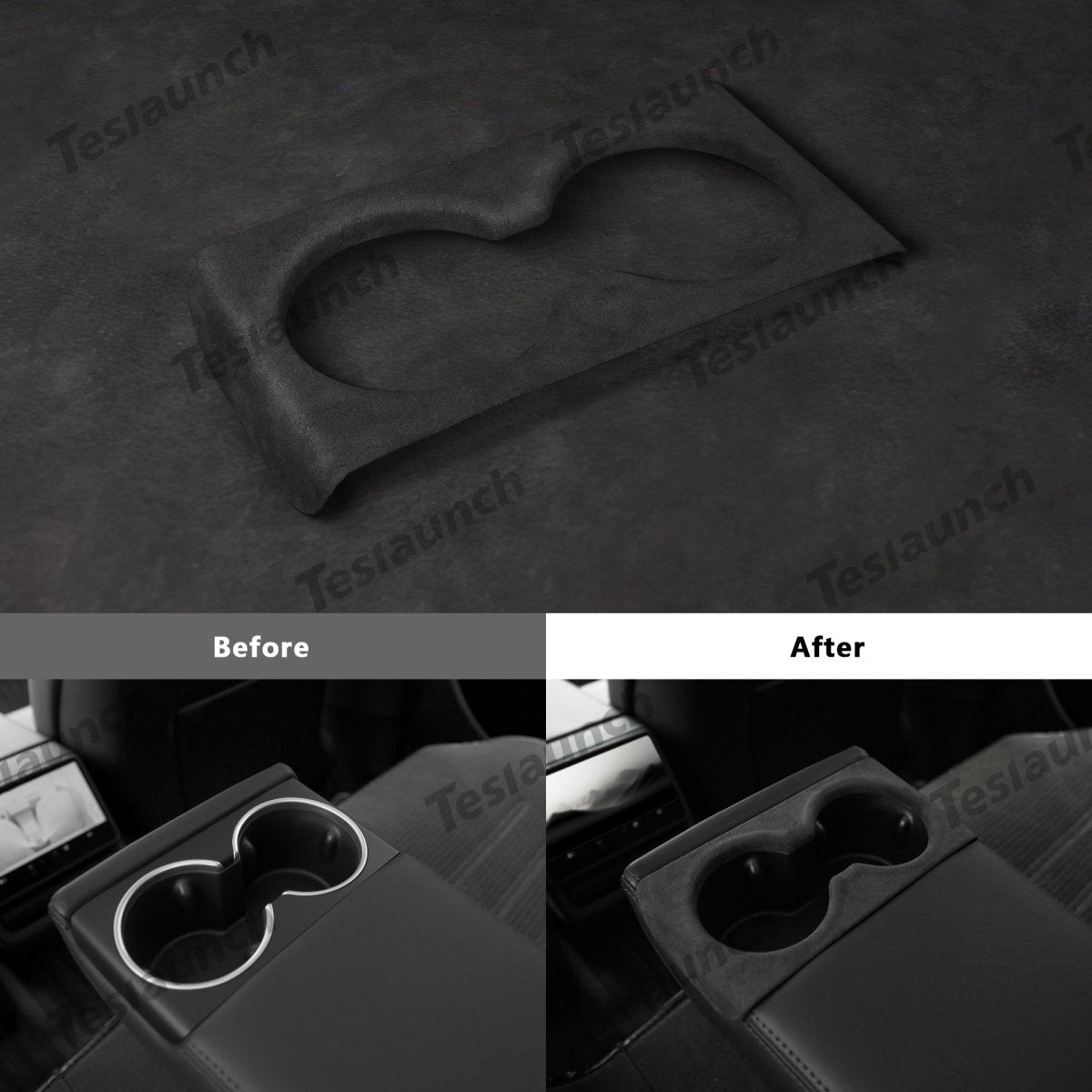 Alcantara Rear Seat Cup Cover For 2024+ Model 3 Highland - T-Launch