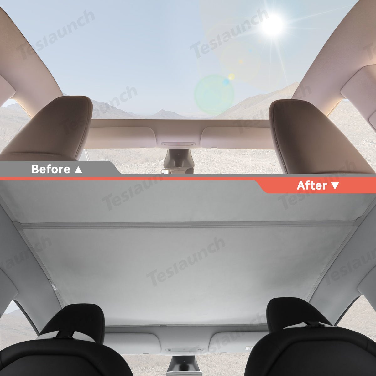 Alcantara Split Nano Ice Crystal Glass Roof Sunshade for Tesla Model Y Juniper 2025+ - T-Launch