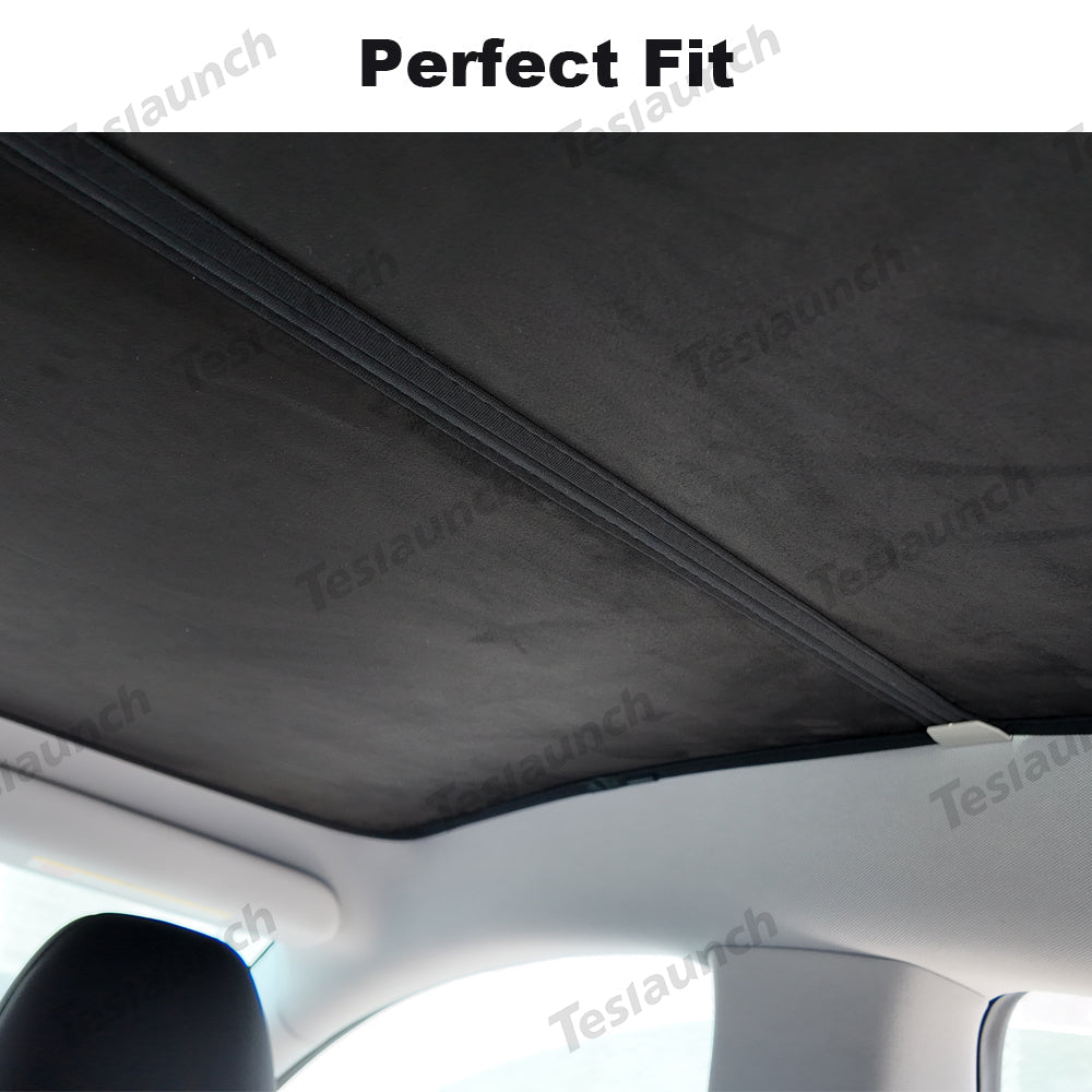Alcantara Split Nano Ice Crystal Glass Roof Sunshade for Tesla Model Y Juniper 2025+ - T-Launch