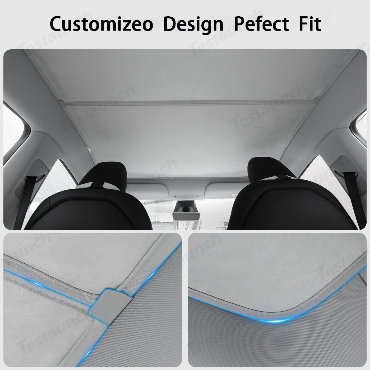 Alcantara Split Nano Ice Crystal Glass Roof Sunshade for Tesla Model Y Juniper 2025+ - T-Launch